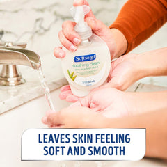 Softsoap pouring into dispenser demonstrating spill-free refill benefit