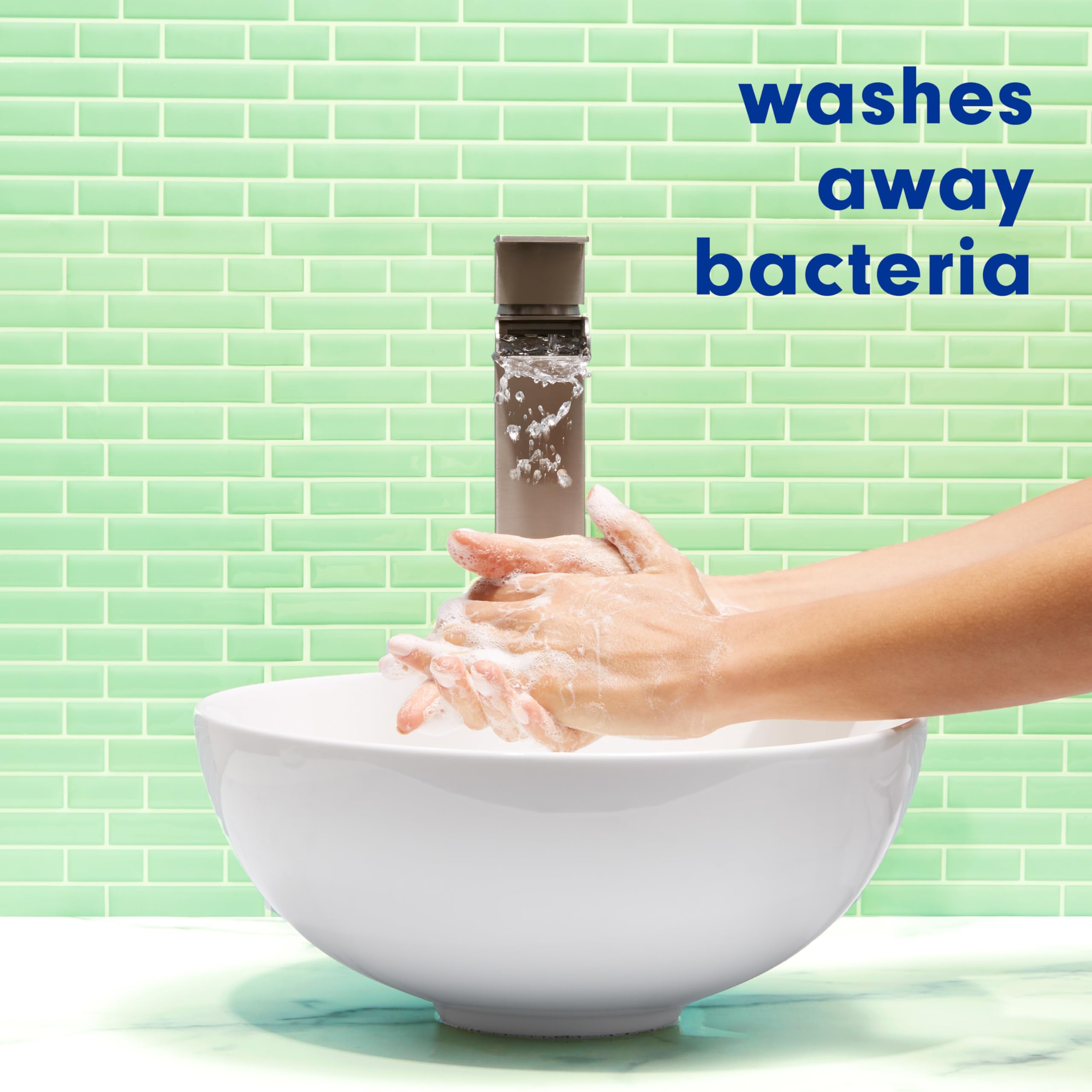 Hand pressing Softsoap pump demonstrating quick one-handed use and hygiene
