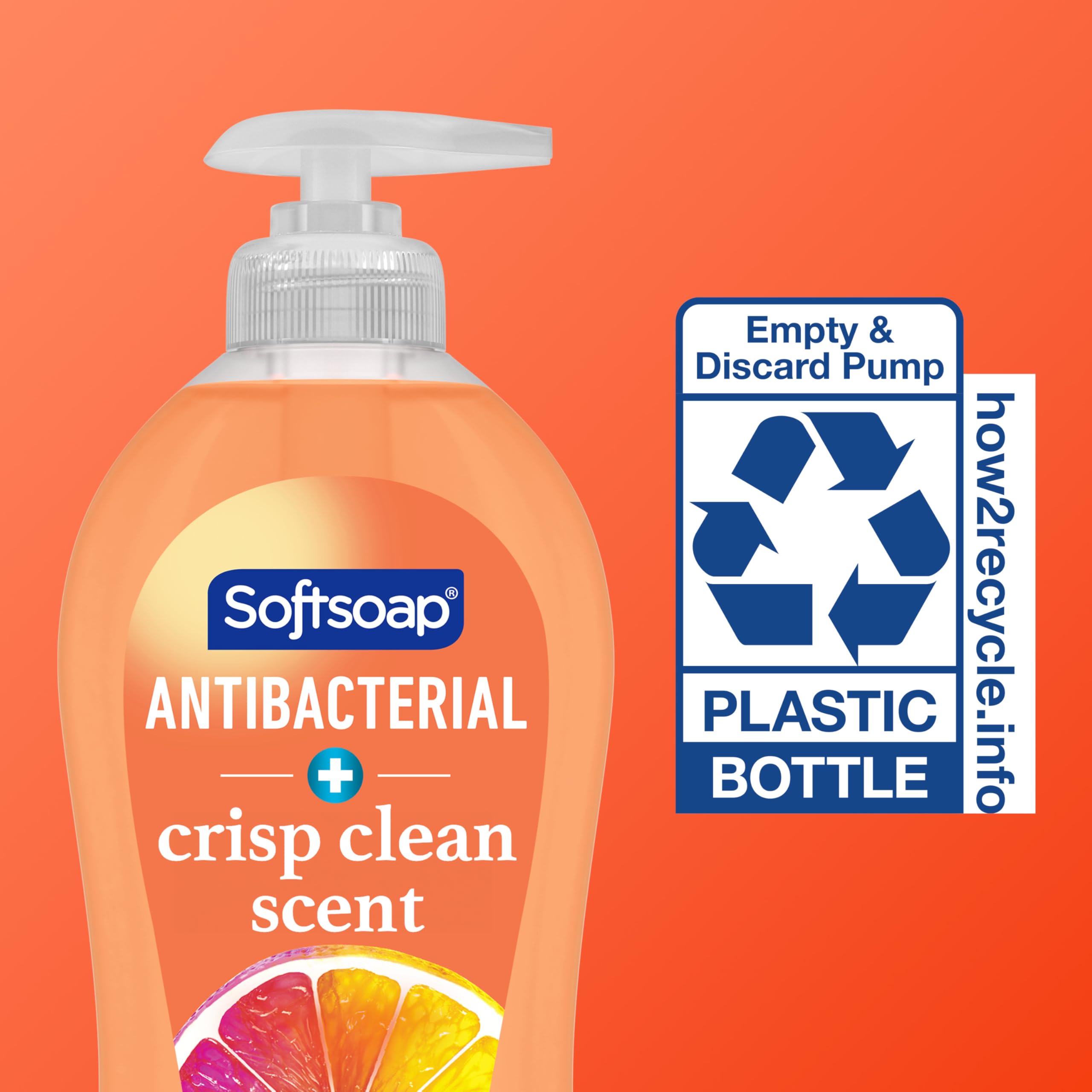Softsoap bottle with fresh citrus and cedarwood props showing crisp scent appeal