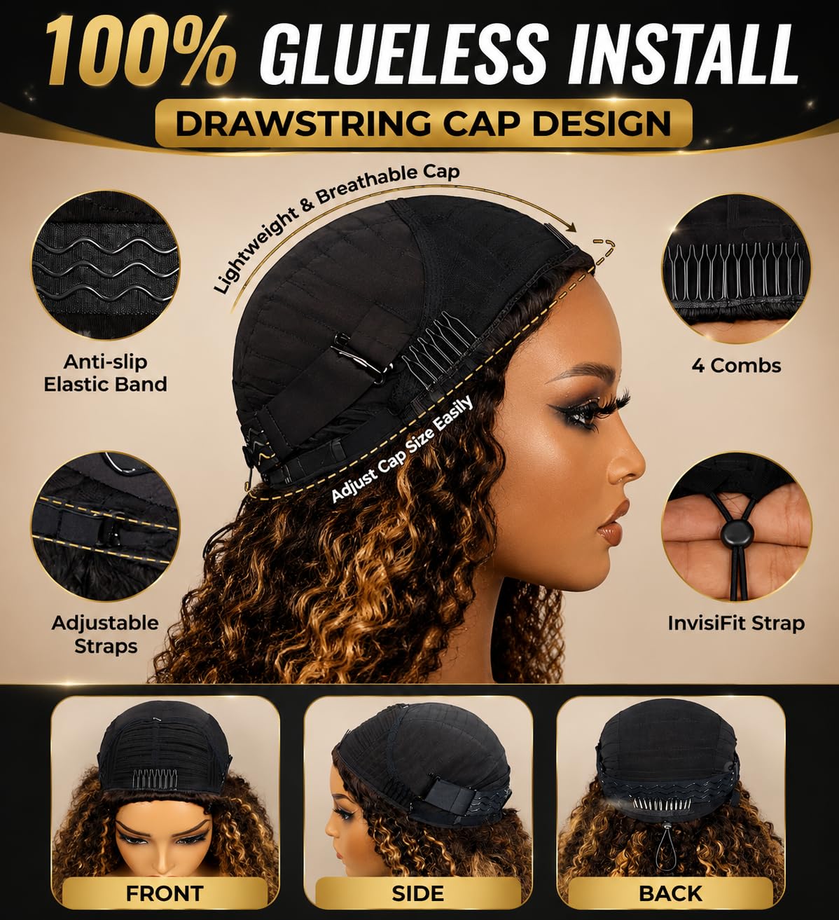 soHygge headband wig in use showing quick styling and comfortable wear
