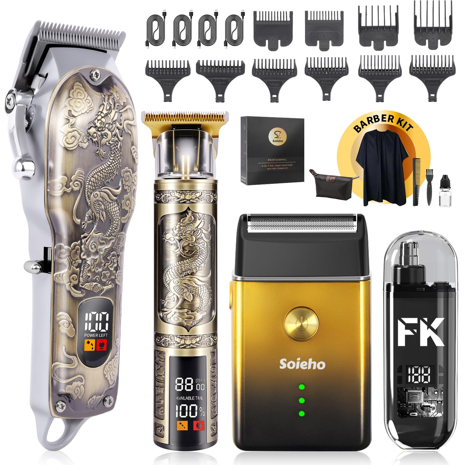 soieho complete set front view showing all tools and bag, ideal for full grooming