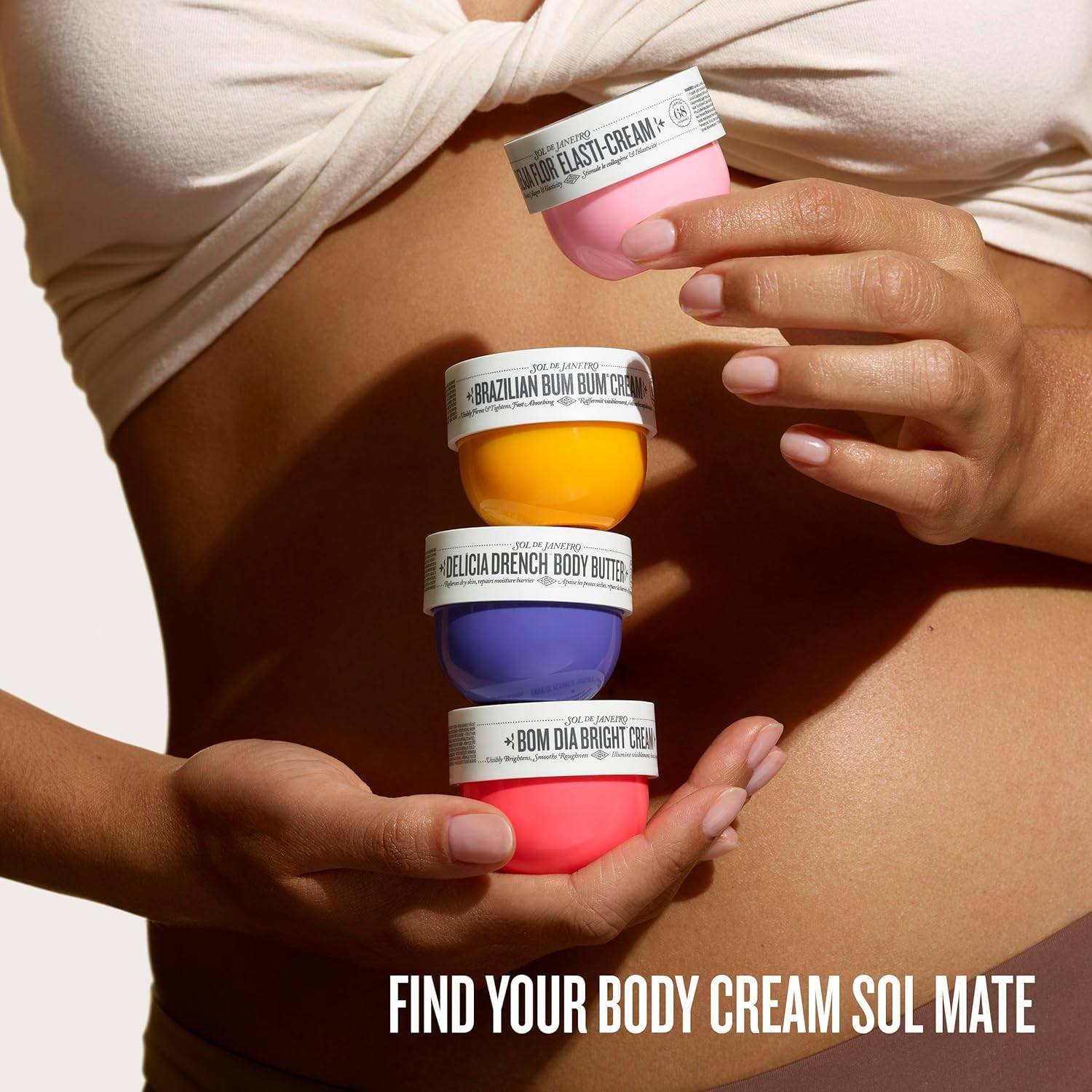 Sol de Janeiro Beija Flor Elasti-Cream spread on arm showing plumping effect