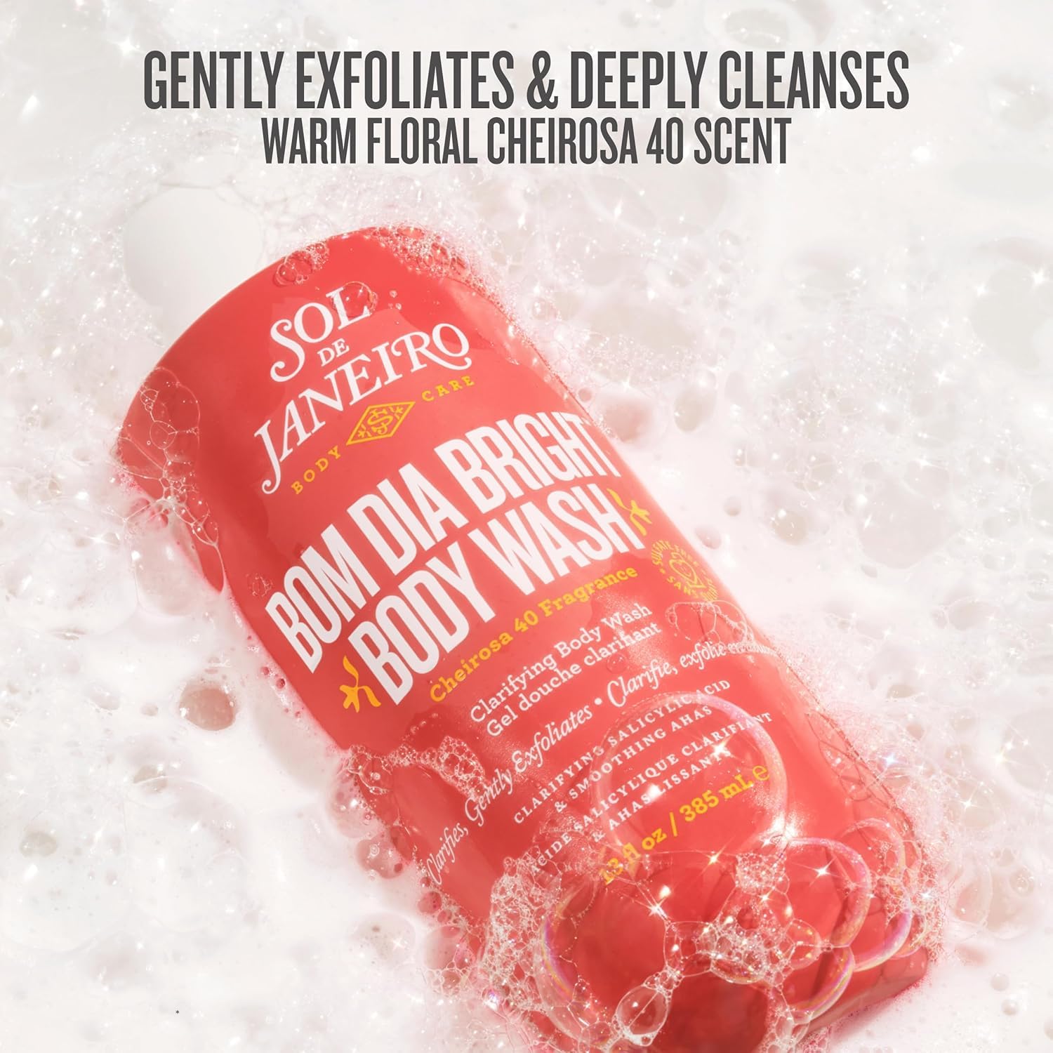 Sol de Janeiro Beija Flor Elasti foam in hand illustrating supple skin and smooth finish