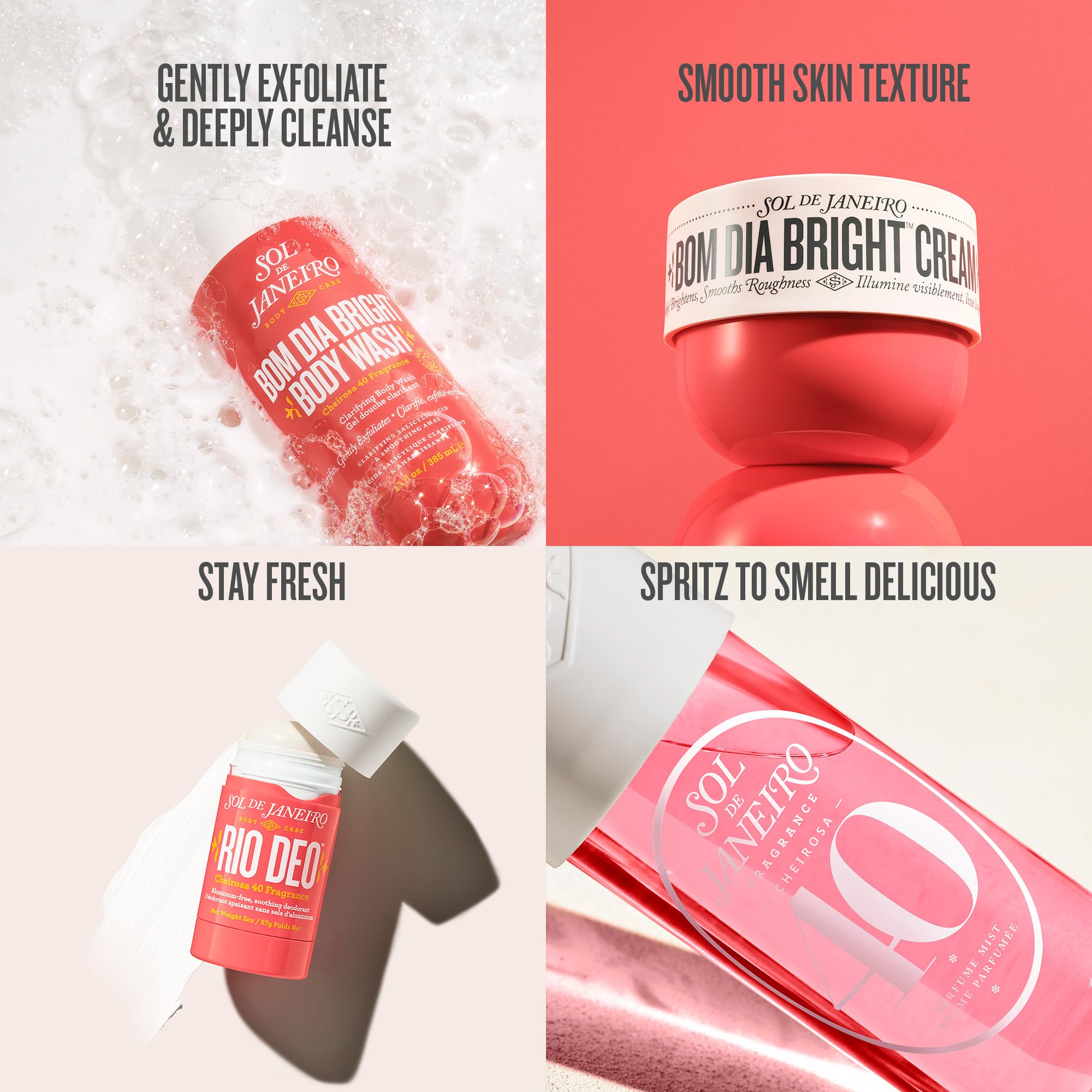Sol de Janeiro bottle next to travel size showing portability benefit