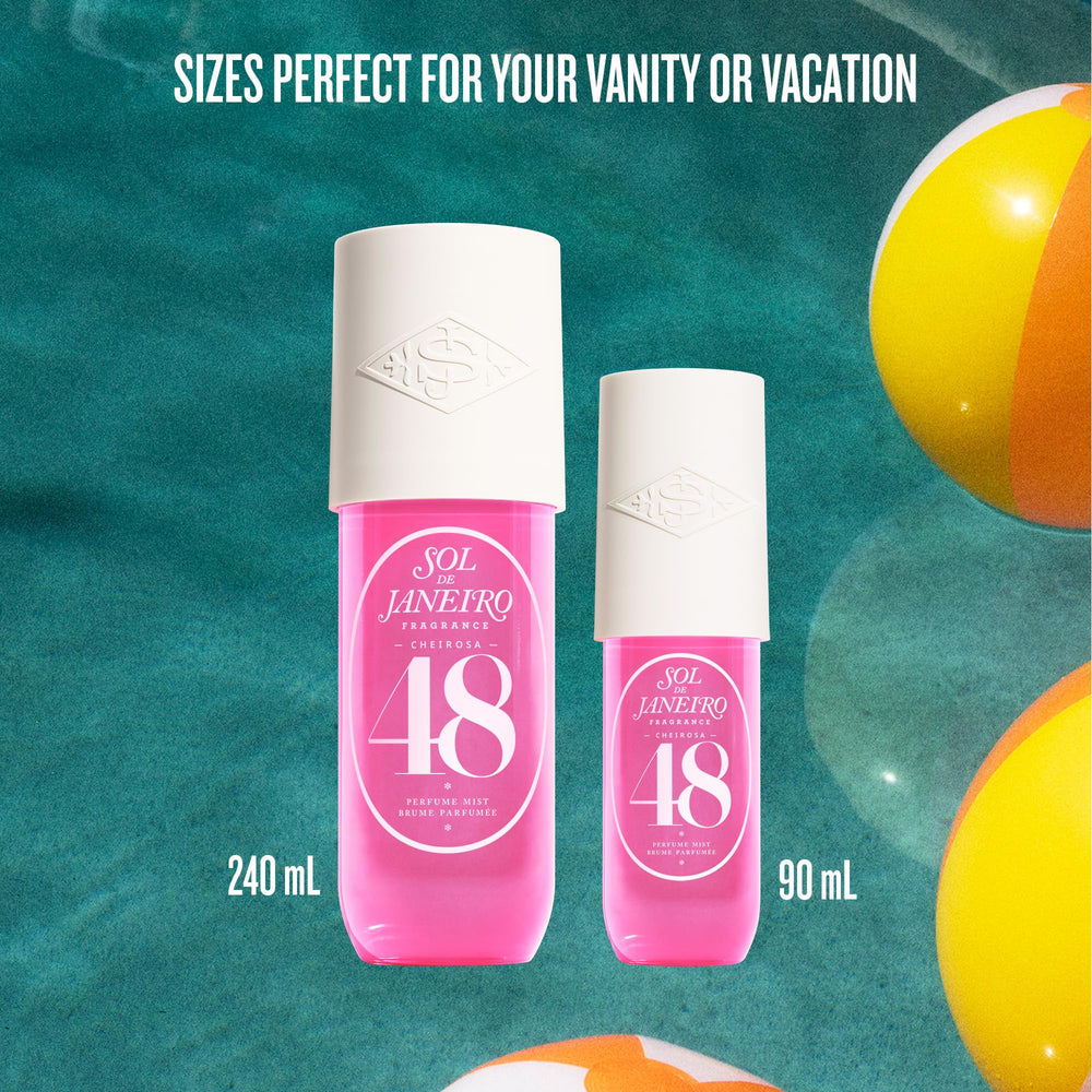 Sol de Janeiro mist droplets over water illustrating juicy guava and refreshing scent.