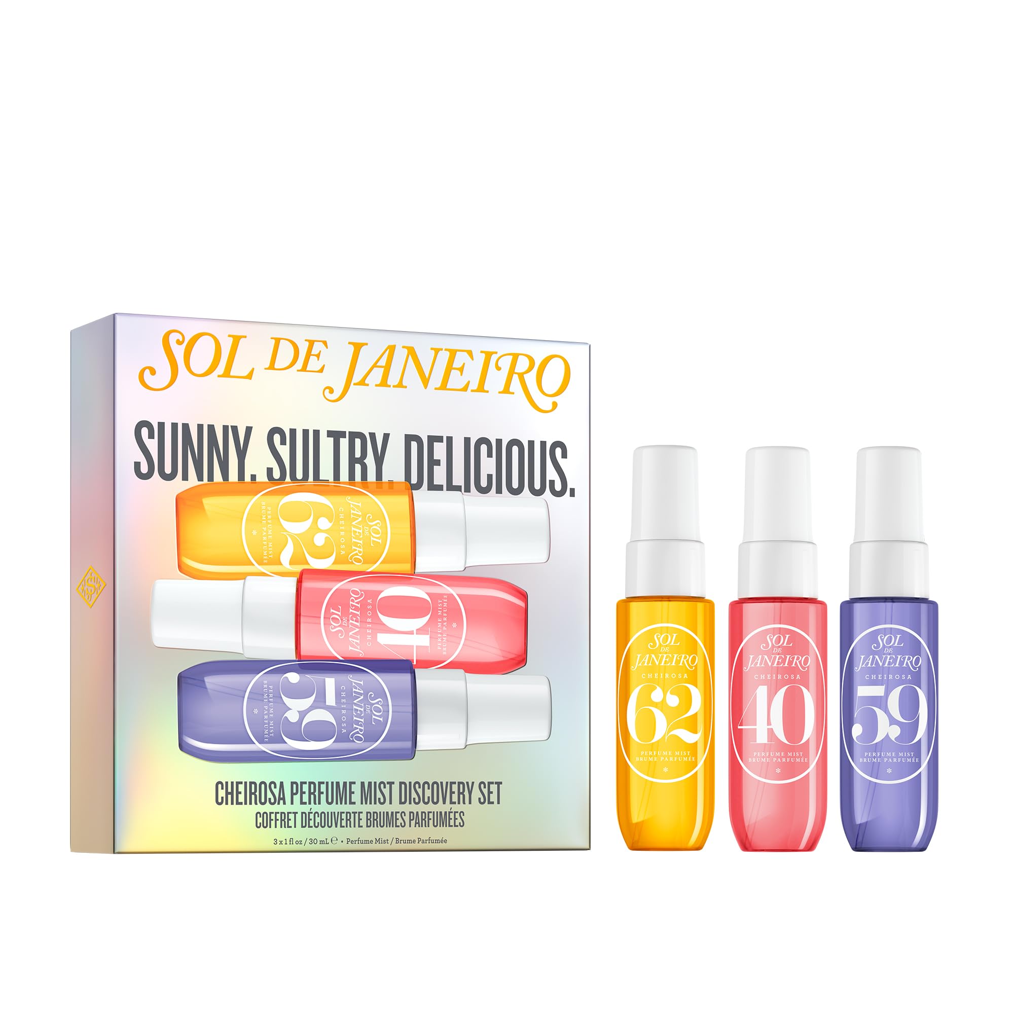 Sol de Janeiro Cheirosa 62 bottle close-up highlighting pistachio and caramel warmth