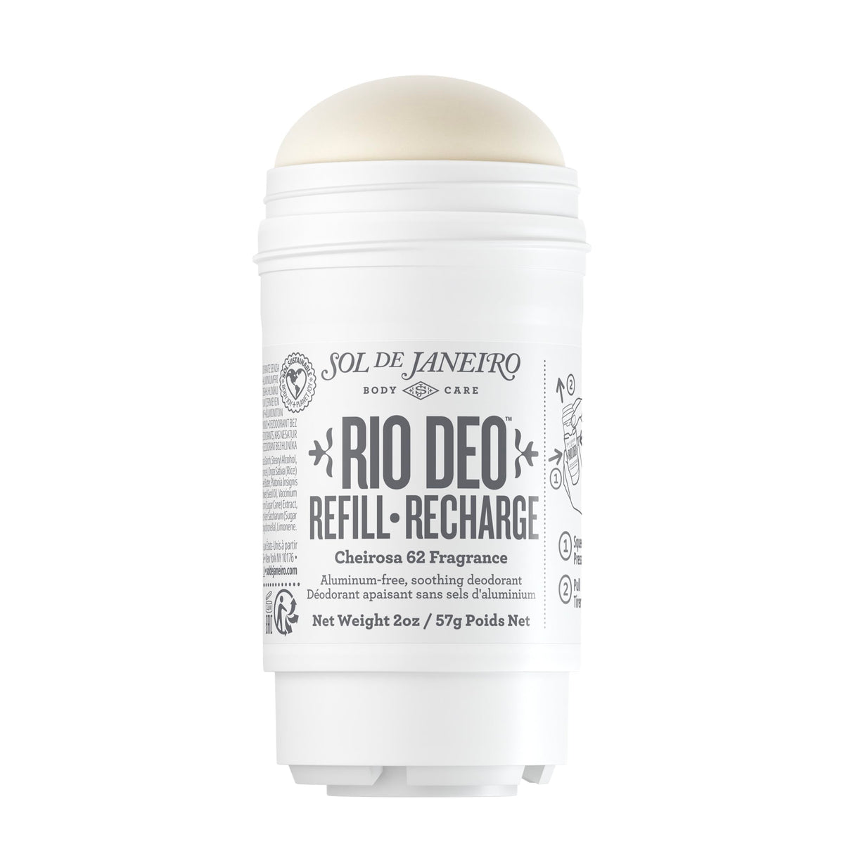 Sol de Janeiro refill front packaging shows cartridge and scent benefit