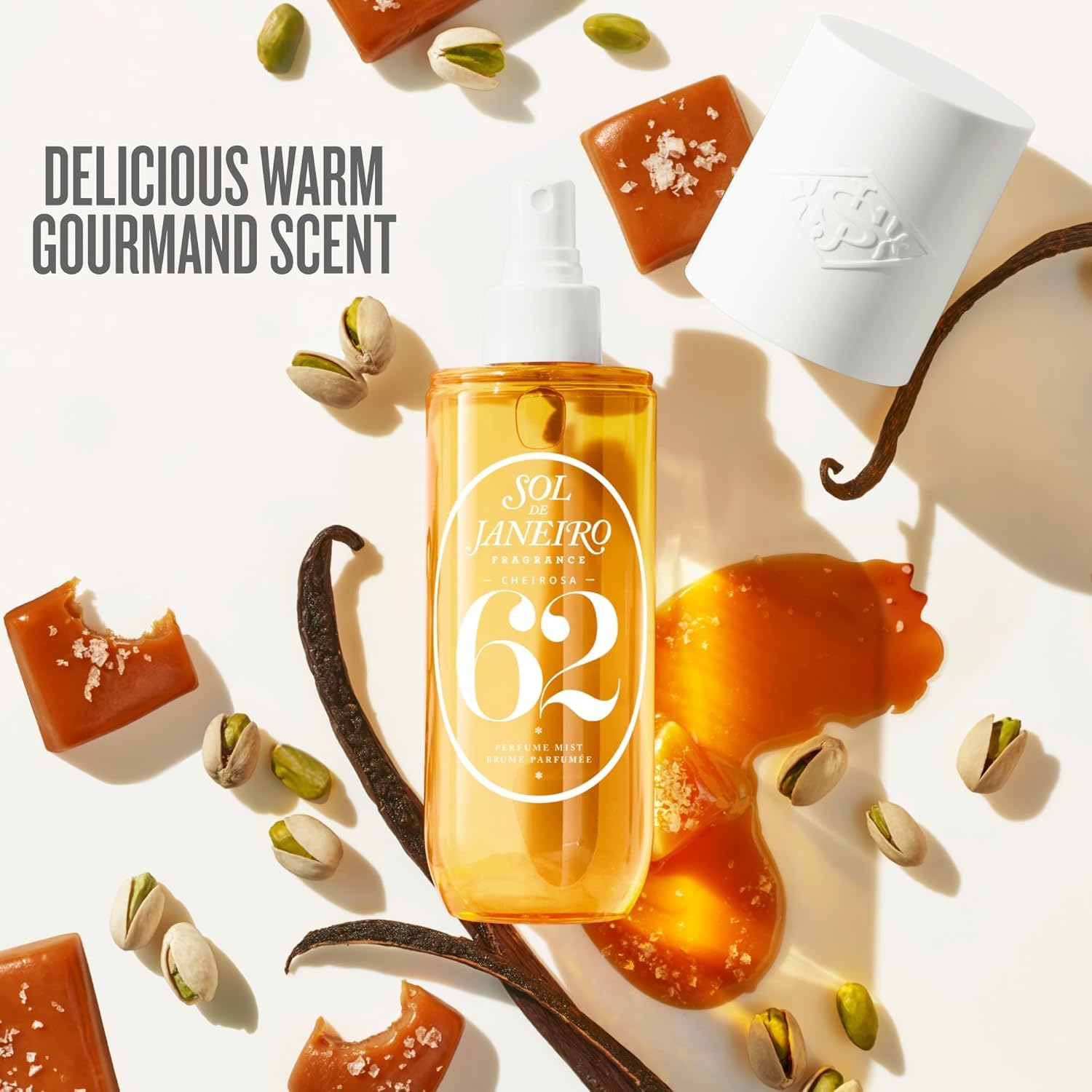 Sol de Janeiro group flatlay with all five mists illustrating mix-and-match layering options benefit