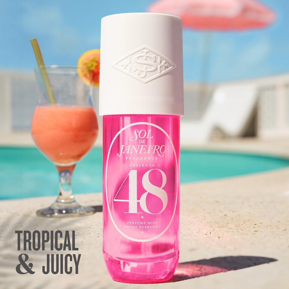 Sol de Janeiro bottle in hand for scale showing compact 90ml travel size convenience benefit