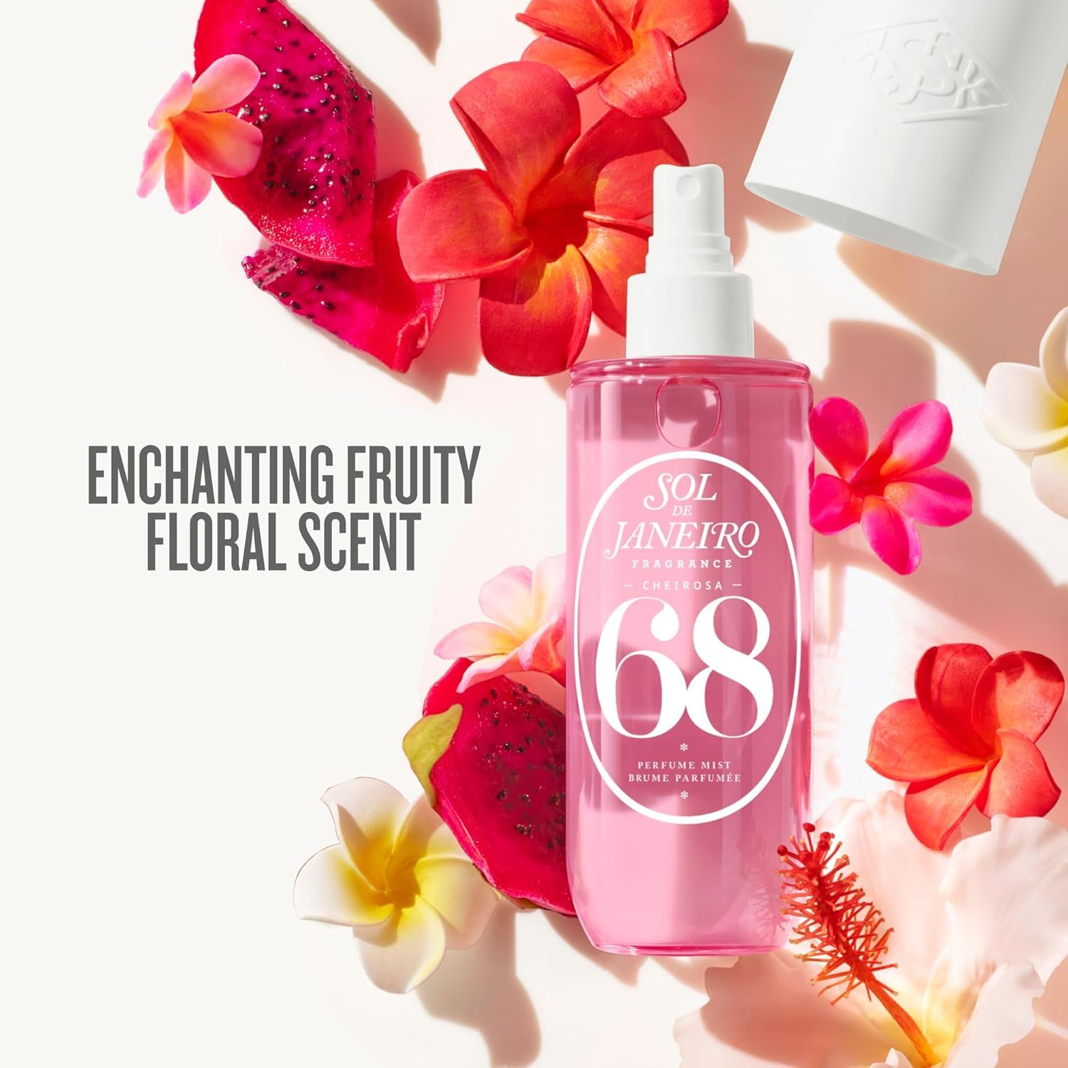 Sol de Janeiro mist dispersed through hair strand demonstrating gentle scenting without heaviness benefit