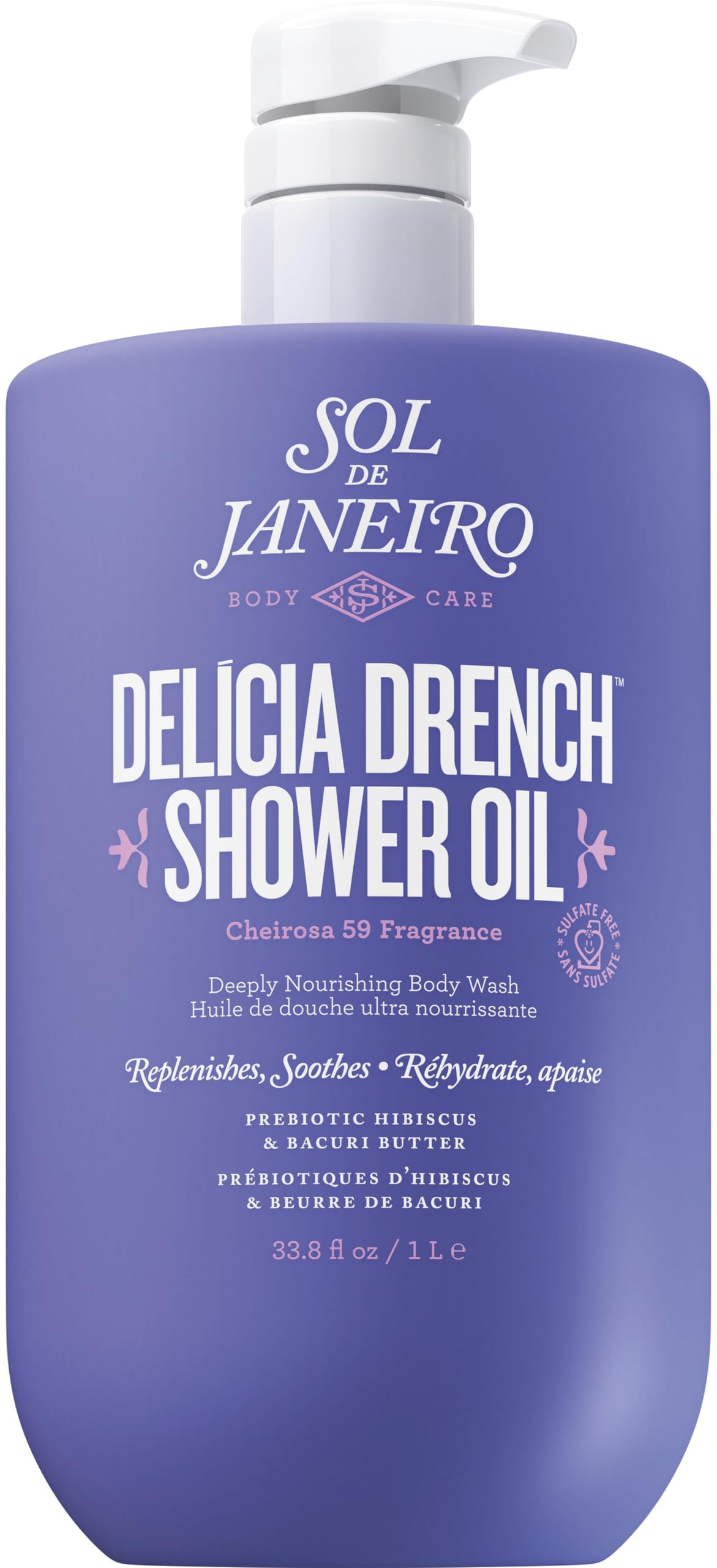 Sol de Janeiro bottle front view showing jumbo size and scent benefit