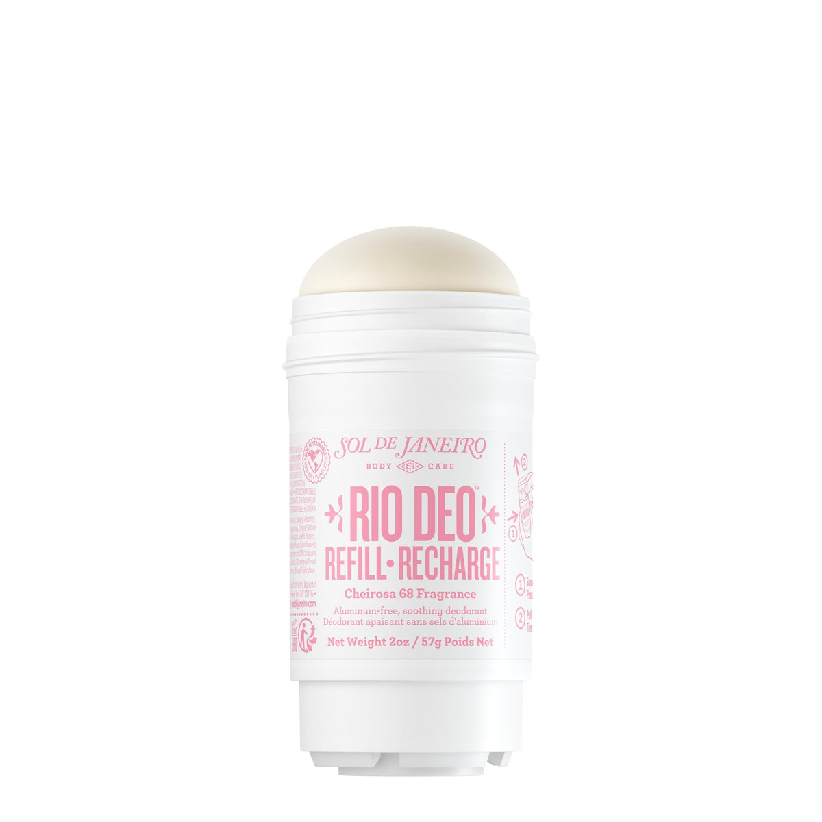 Sol de Janeiro front packaging showing Cheirosa '68 refill and brand benefit