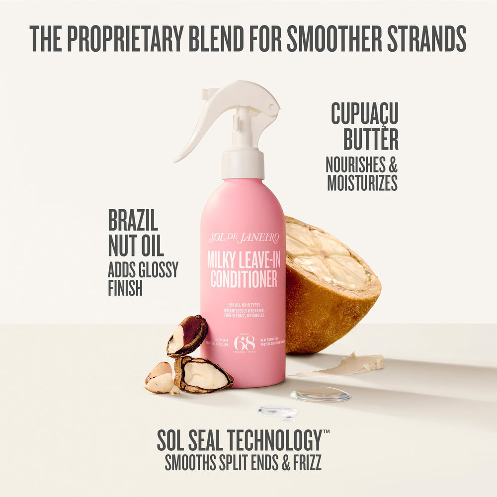 Sol de Janeiro bottle in hand showing 7.1 oz scale and portability benefit