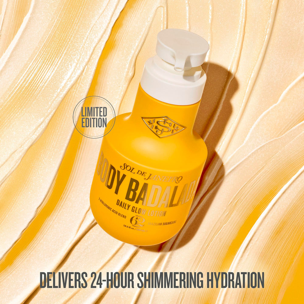 Sol de Janeiro pump dispensing lotion demonstrating easy single-hand use benefit