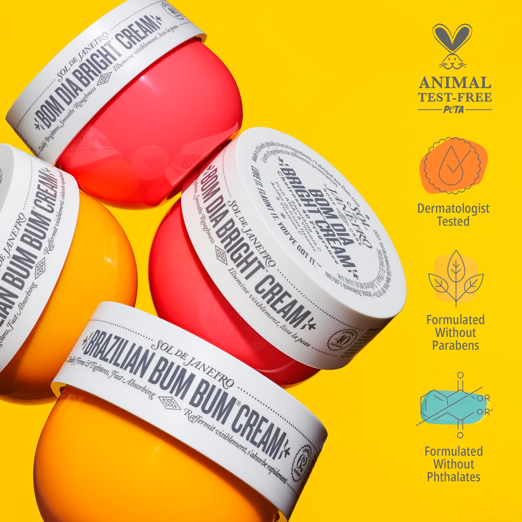 Sol de Janeiro product still life with ingredients hinting at signature fragrances
