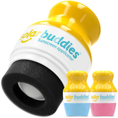 Solar Buddies front packaging showing blue and pink bottles and benefits