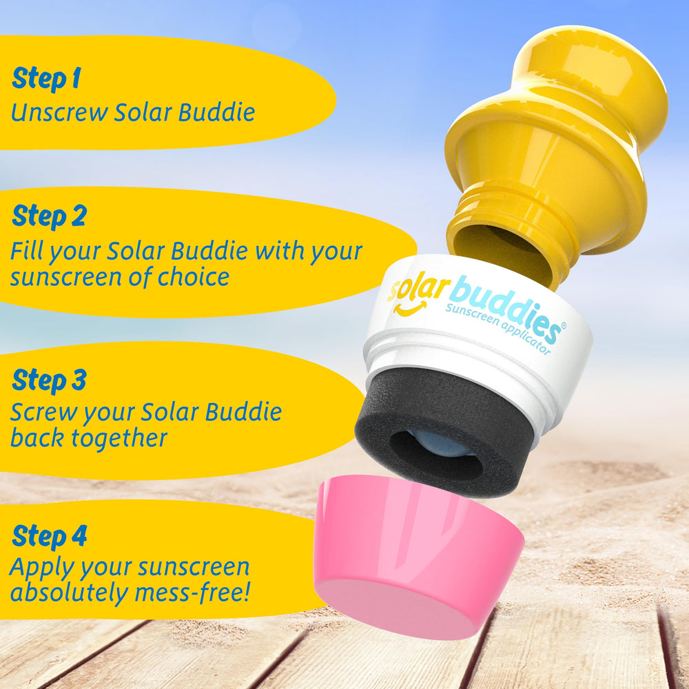 Solar Buddies applied to child's arm outdoors for quick even coverage