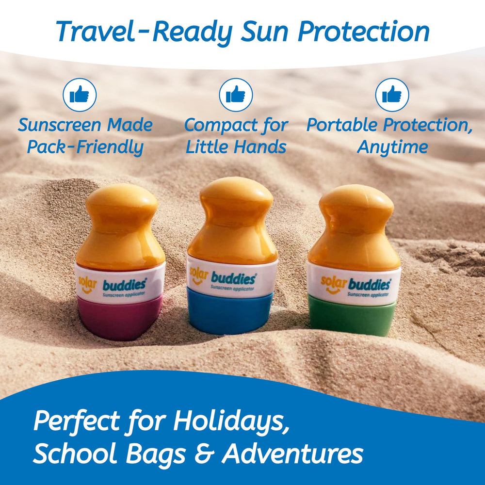 Solar Buddies in travel pouch on beach bag highlighting travel-friendly convenience