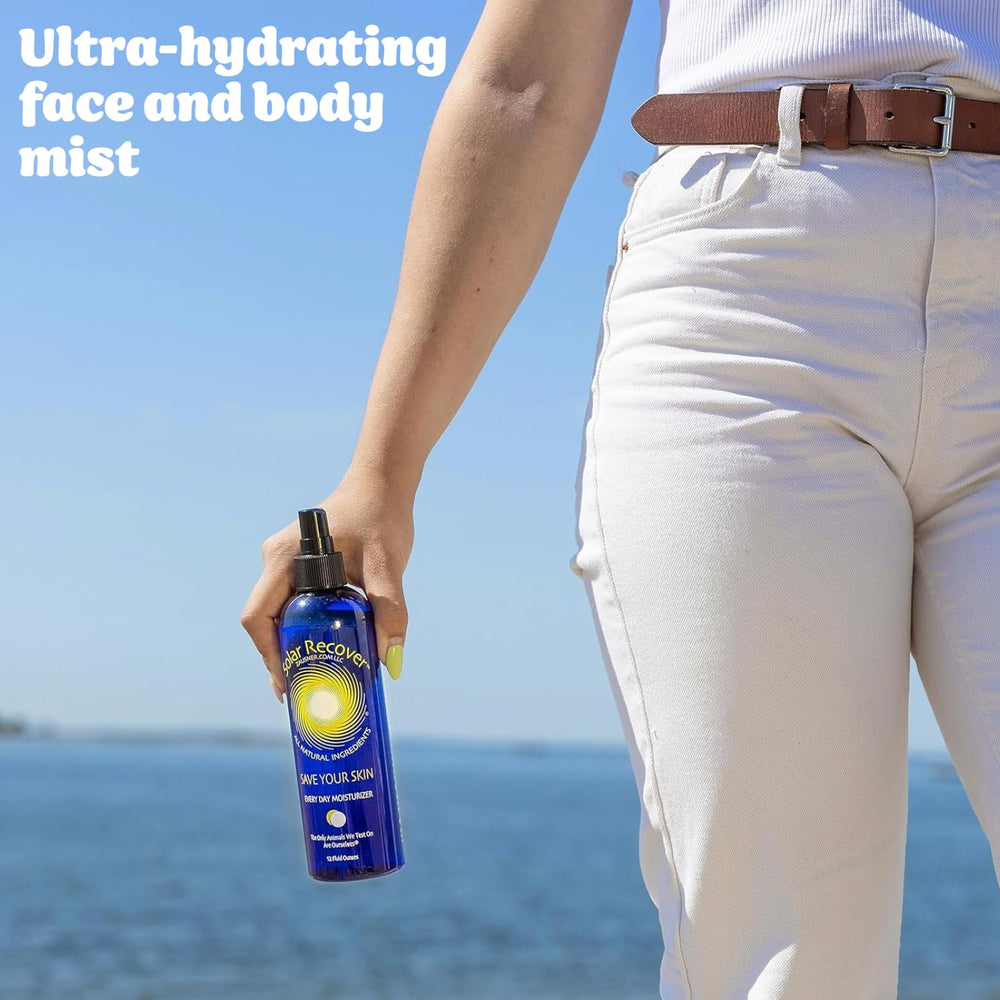 Solar Recover bottle in hand to show 12 oz scale and travel convenience