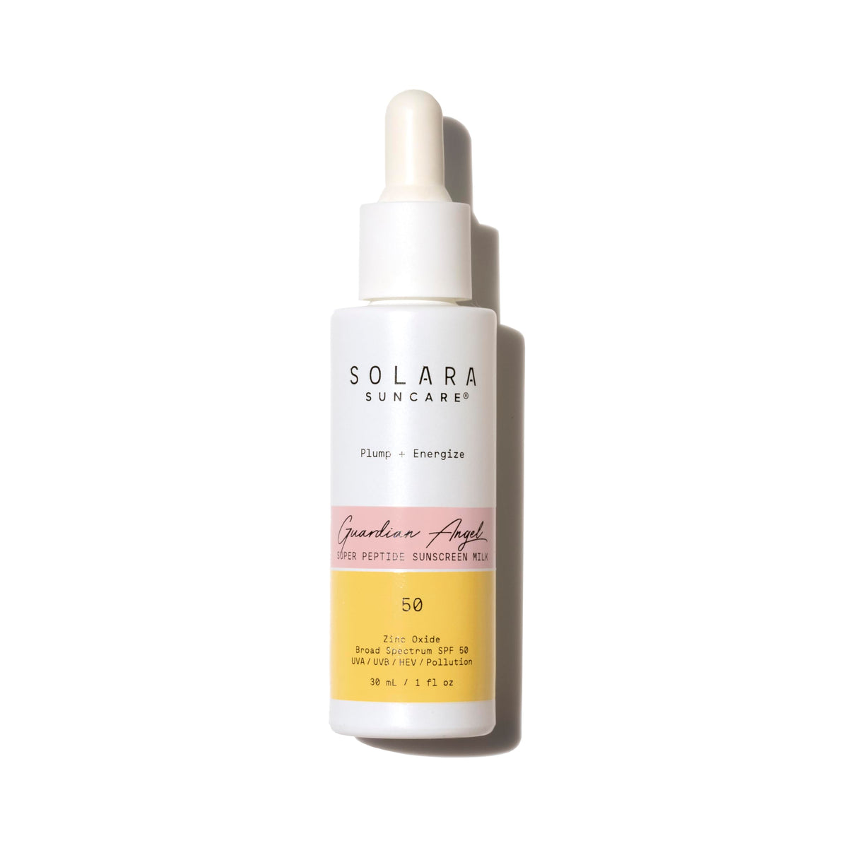 Solara Suncare front bottle showing compact travel-friendly sunscreen