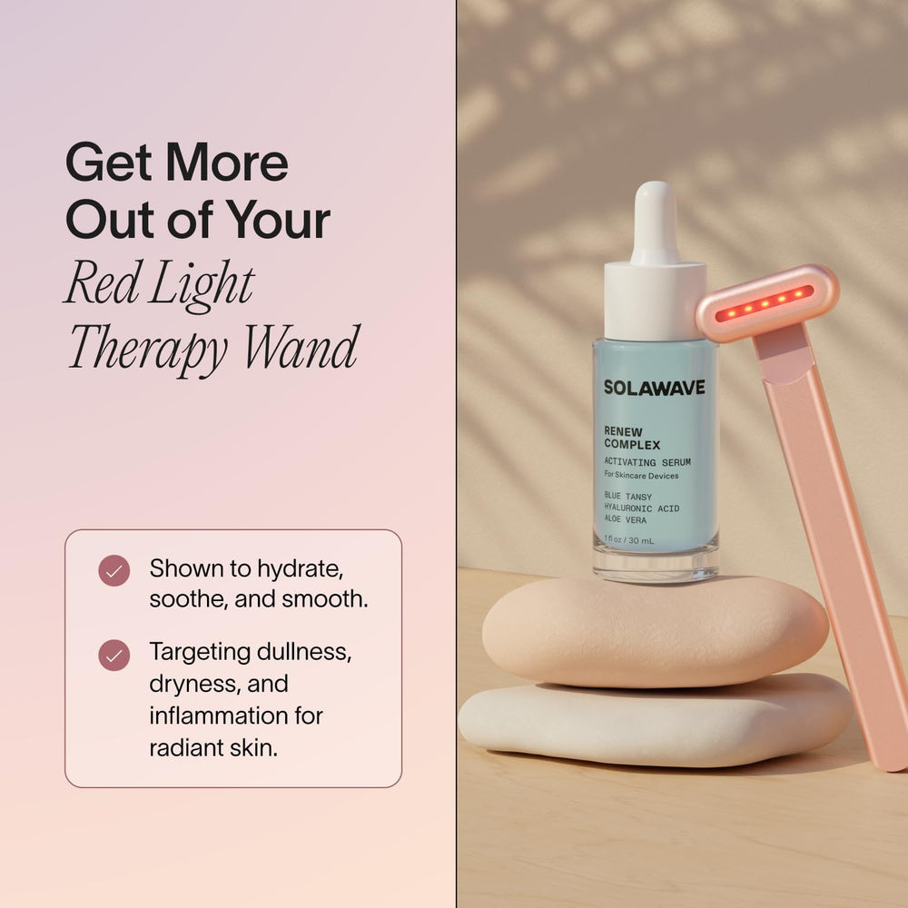 Solawave being applied with red light wand for smoother glide