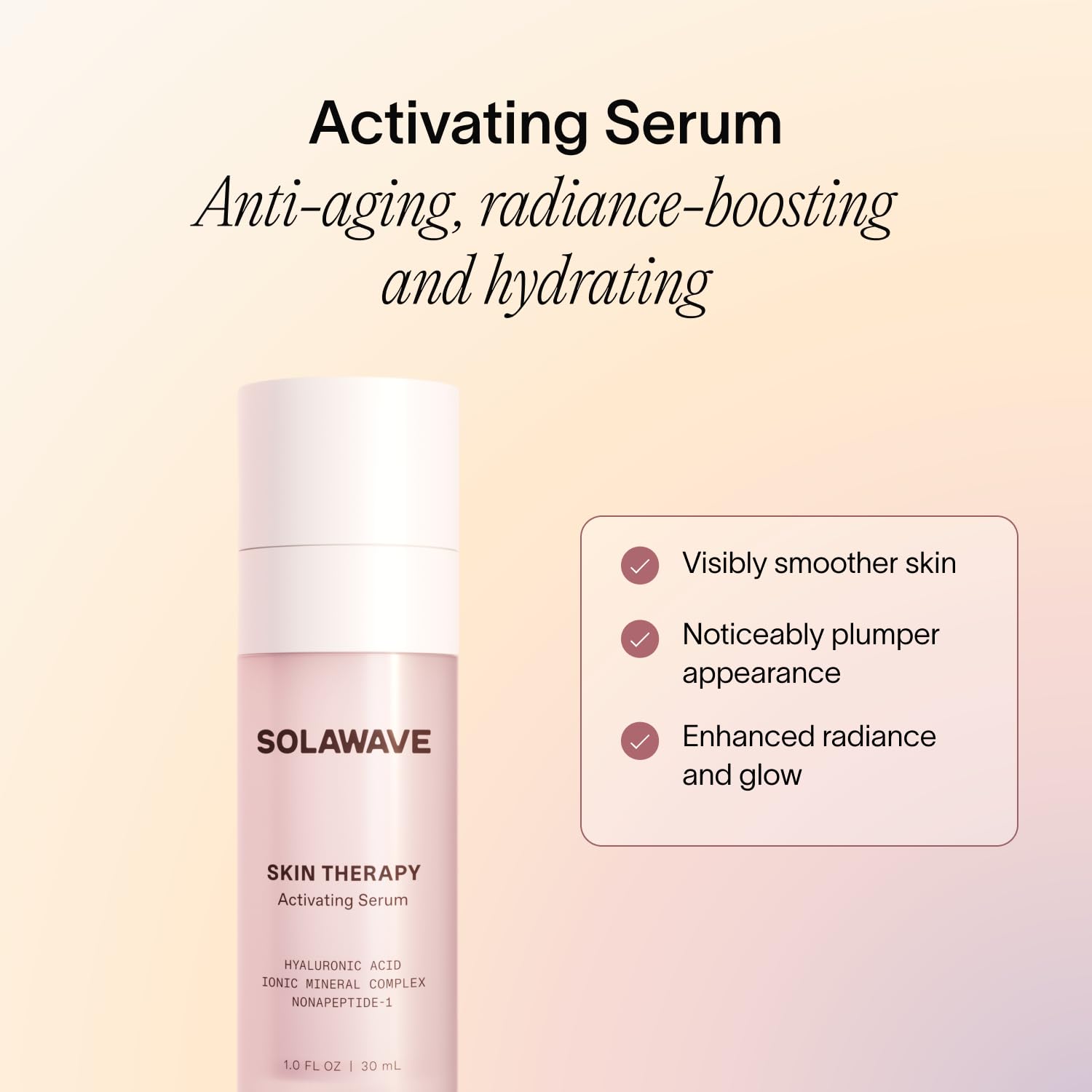 Solawave serum texture drop close-up highlighting lightweight hydration and silky glide