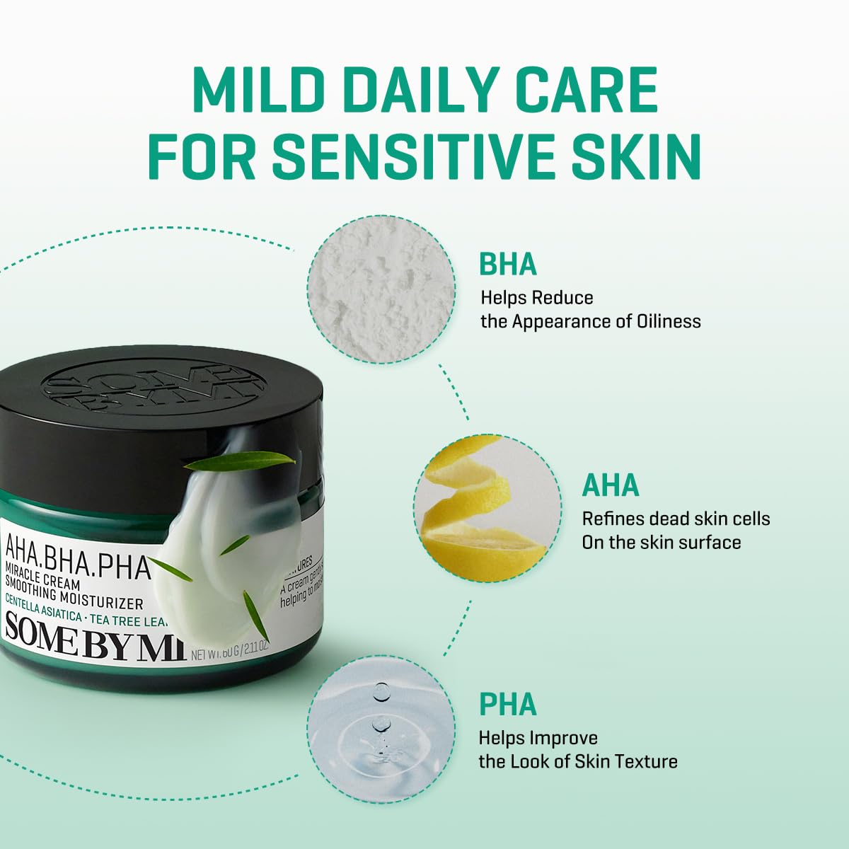 SOME BY MI cream texture closeup highlighting lightweight finish and quick absorption benefit