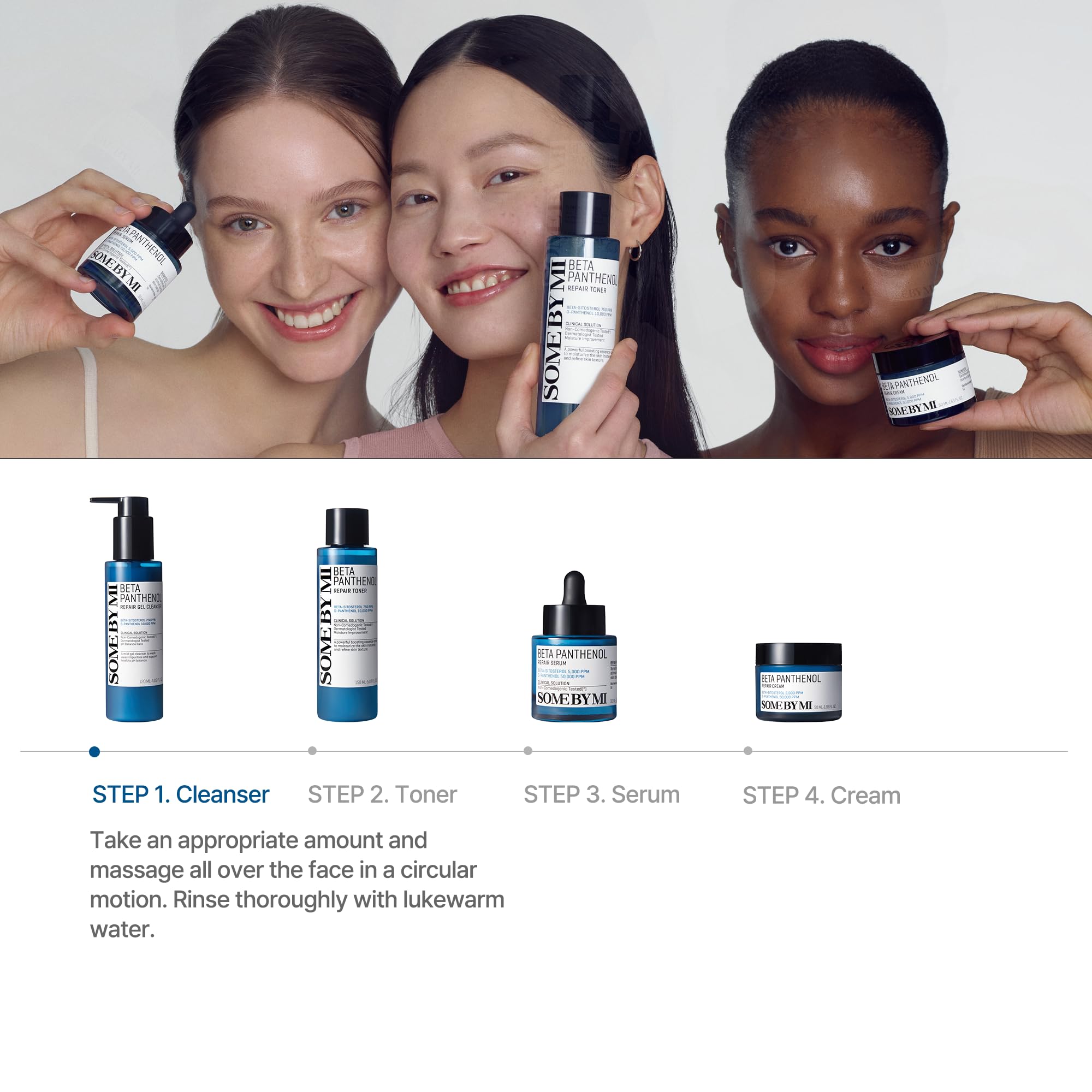 SOME BY MI rinsed skin before and after image illustrating balanced, hydrated finish