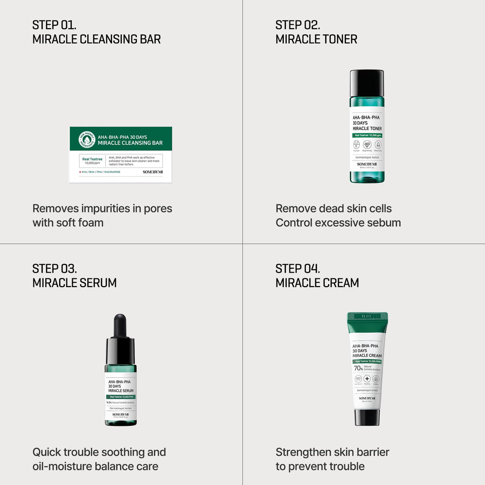 SOME BY MI products scale comparison showing travel sizes and routine simplicity