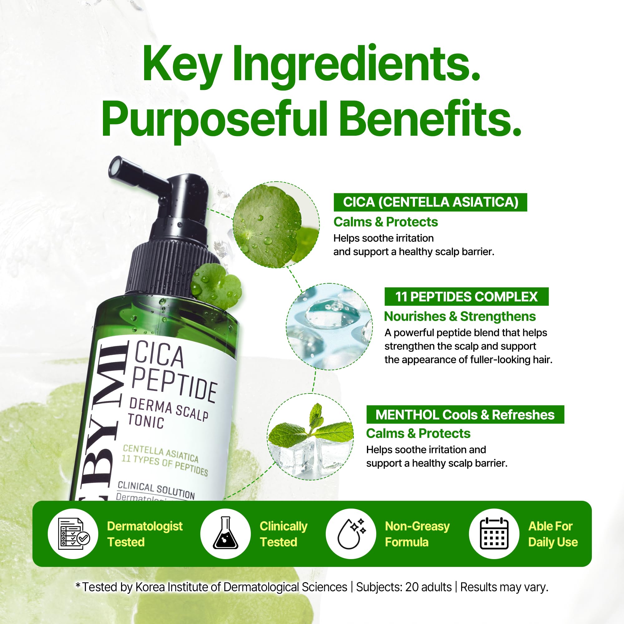 SOME BY MI tonic being sprayed on hair part to refresh roots quickly