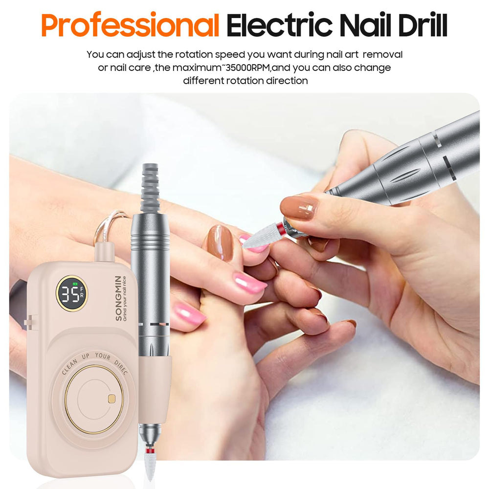 SONGMIN handpiece next to ruler for scale, demonstrates compact travel-friendly size