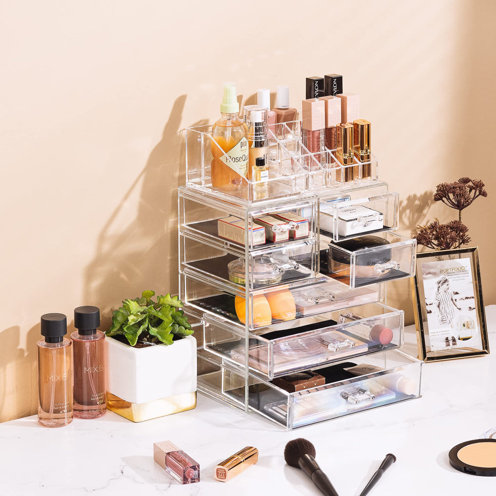 Sorbus organizer in use on a vanity offering easy reach during routines