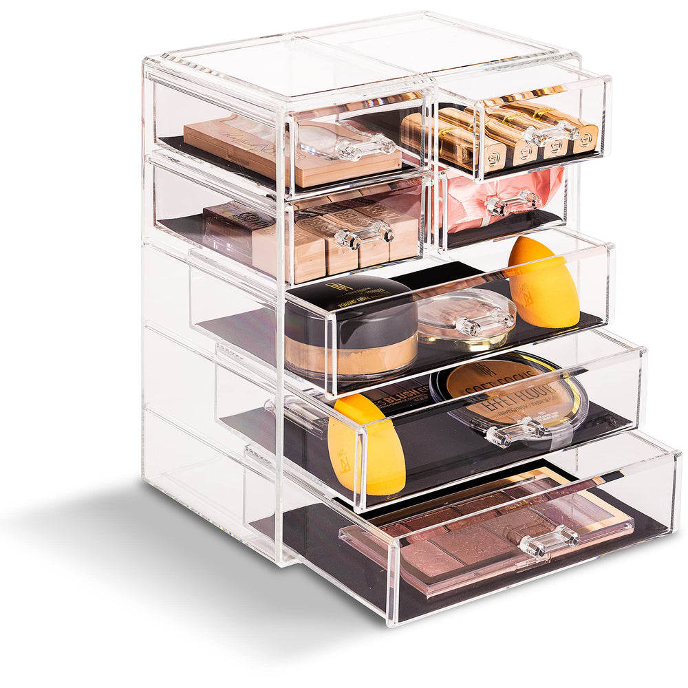 Sorbus small drawers filled with lipsticks and liners for neat, quick selection