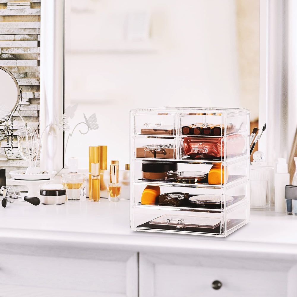 Sorbus on a styled vanity demonstrating organized beauty routine and aesthetic