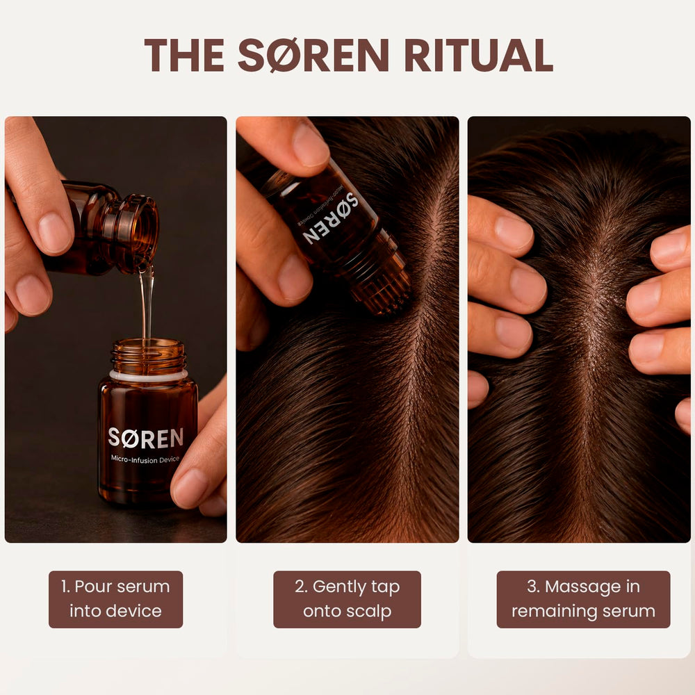 SØREN applicator filled in hand demonstrating easy weekly use and control
