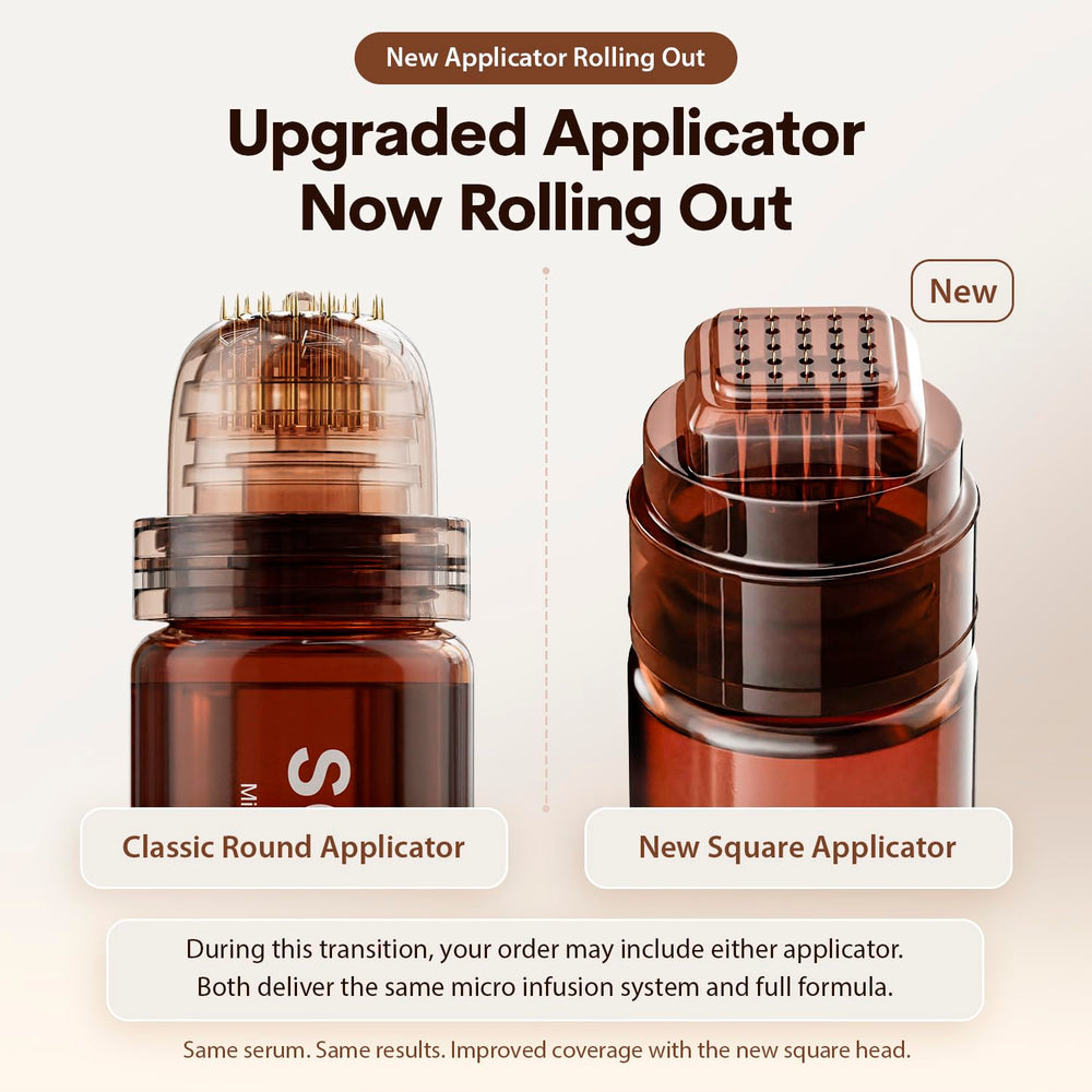SØREN gold microinfuse applicator close-up illustrating precision