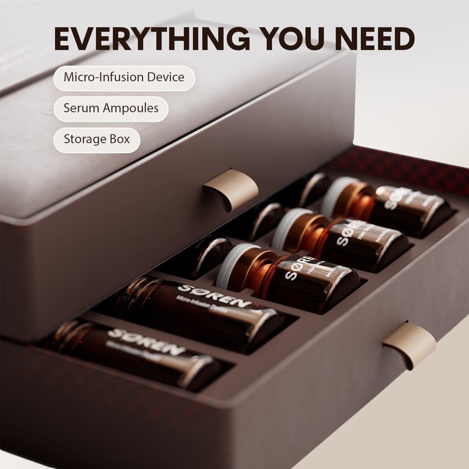 SØREN serum drop on fingertip showing lightweight texture and fast absorption