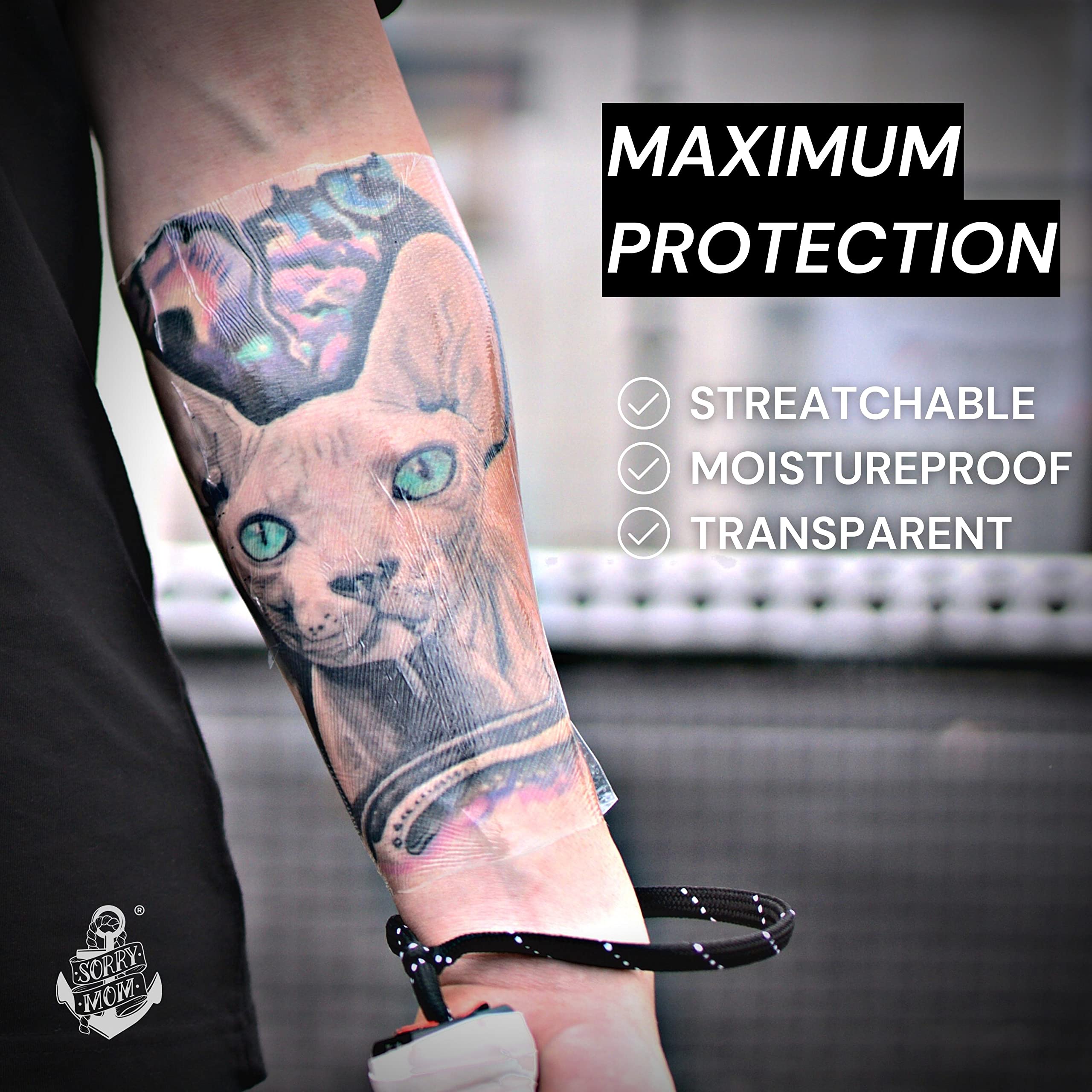 Sorry Mom applied on forearm demonstrating secure adhesion and movement freedom