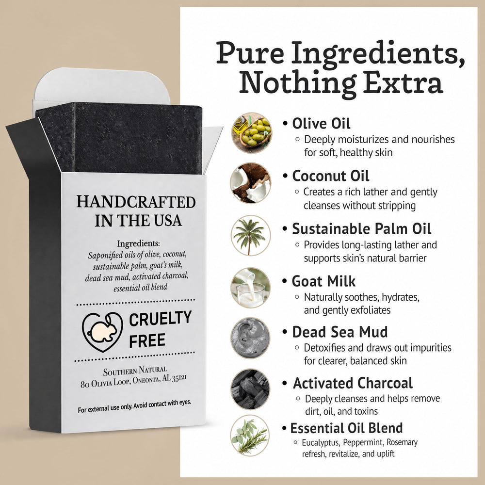 Southern Natural rich lather on hand demonstrating gentle cleansing benefit