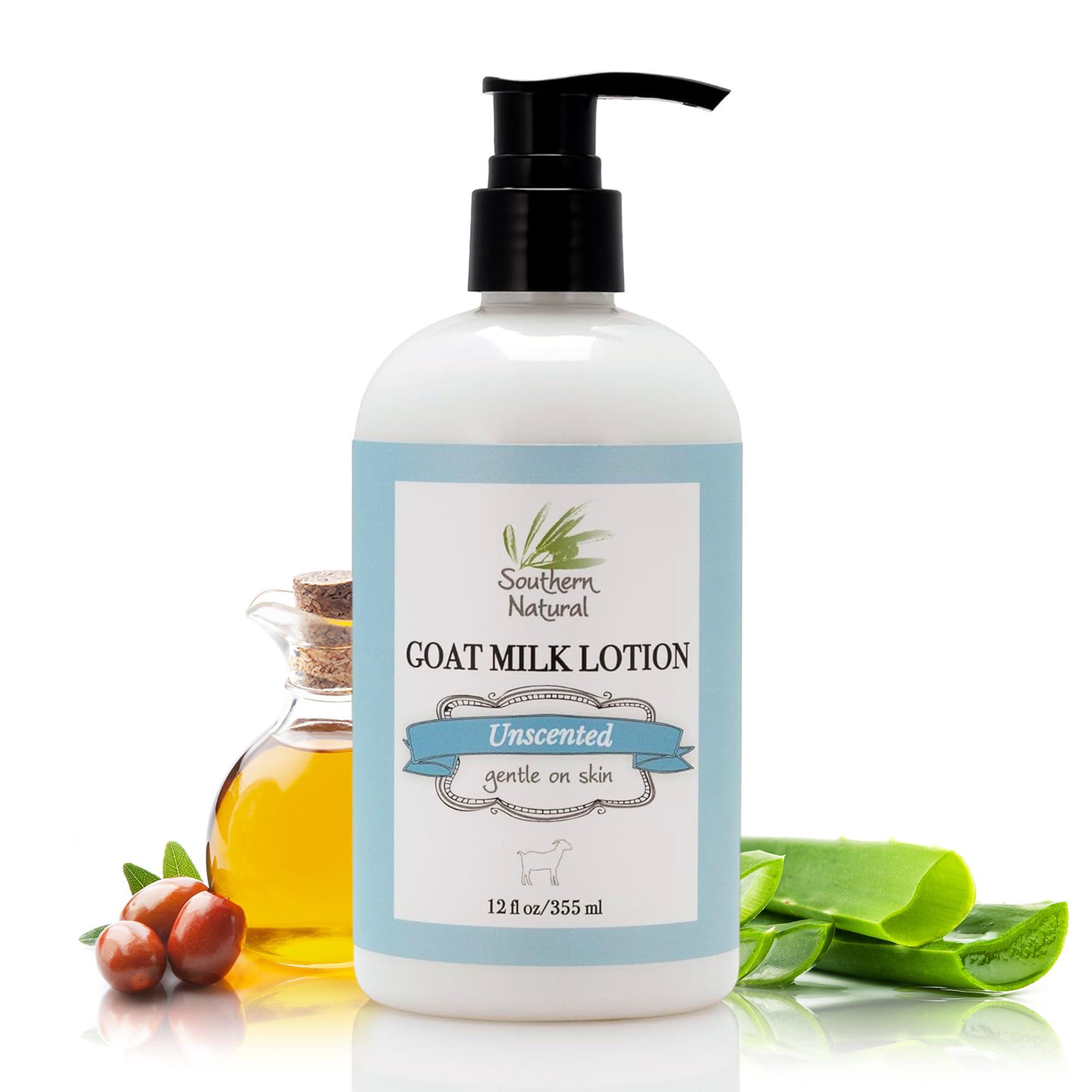 Southern Natural front packaging showing 12 oz lotion and clear branding for easy identification