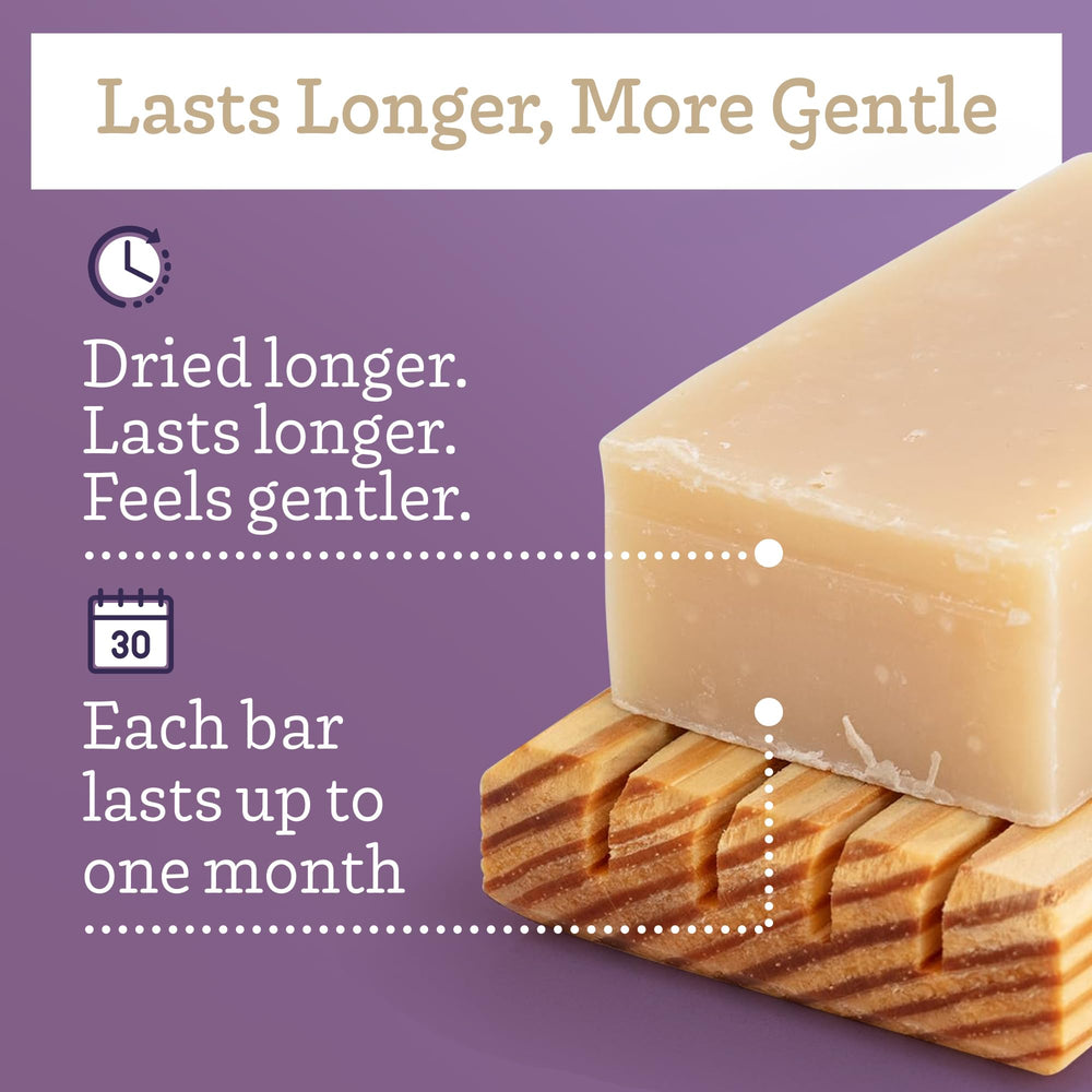 Southern Natural soap held in hand showing bar scale and travel convenience