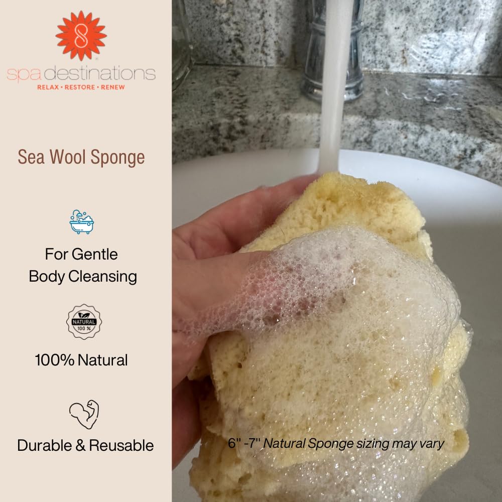 Spa Destinations sponge air drying on rack to illustrate proper care and longevity