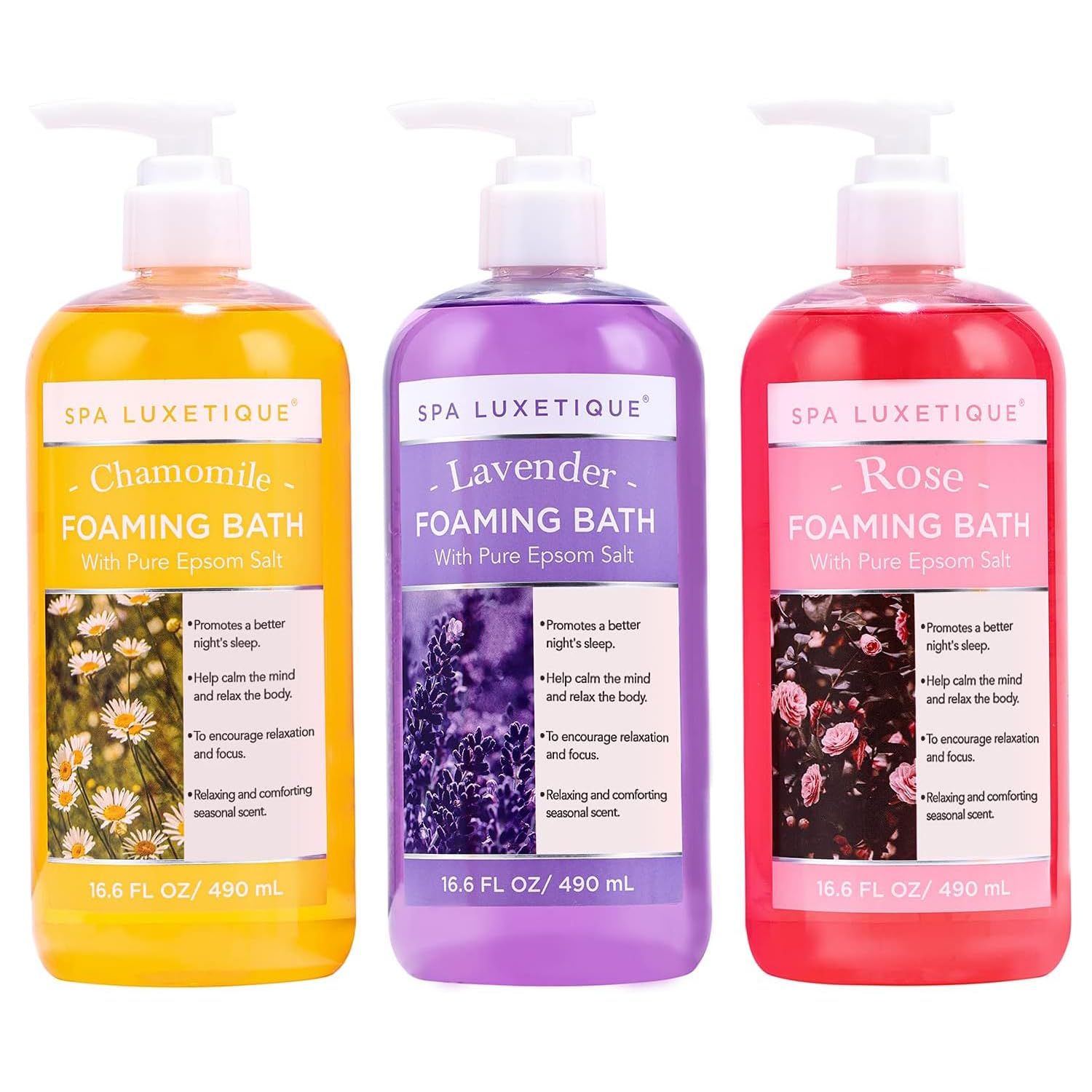 spa luxetique front packaging showing all three bottles and elegant design for gifting