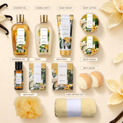 spa luxetique open box layout displaying all twelve spa items for effortless gifting