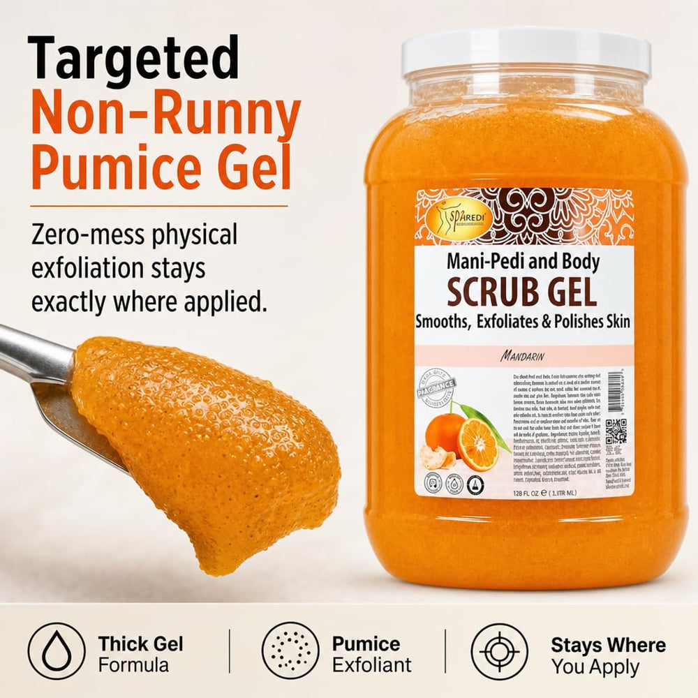 SPA REDI gel texture close-up showing pumice particles for controlled exfoliation