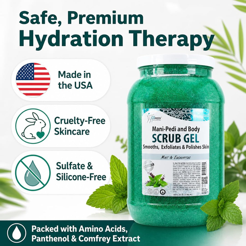 SPA REDI label close-up highlighting hyaluronic acid and amino acids for nourishment