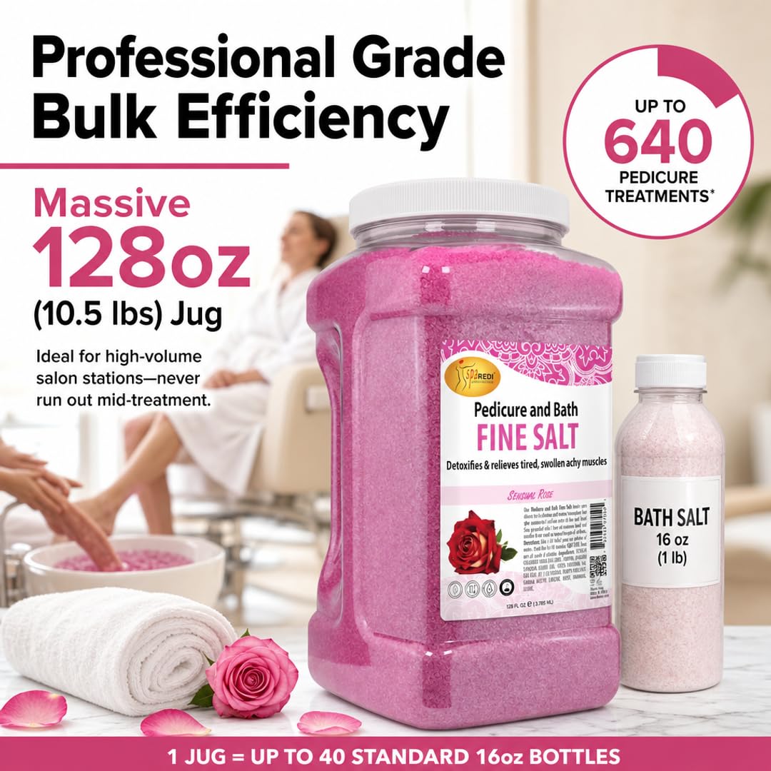 SPA REDI tub beside a ruler showing 128 oz scale and value