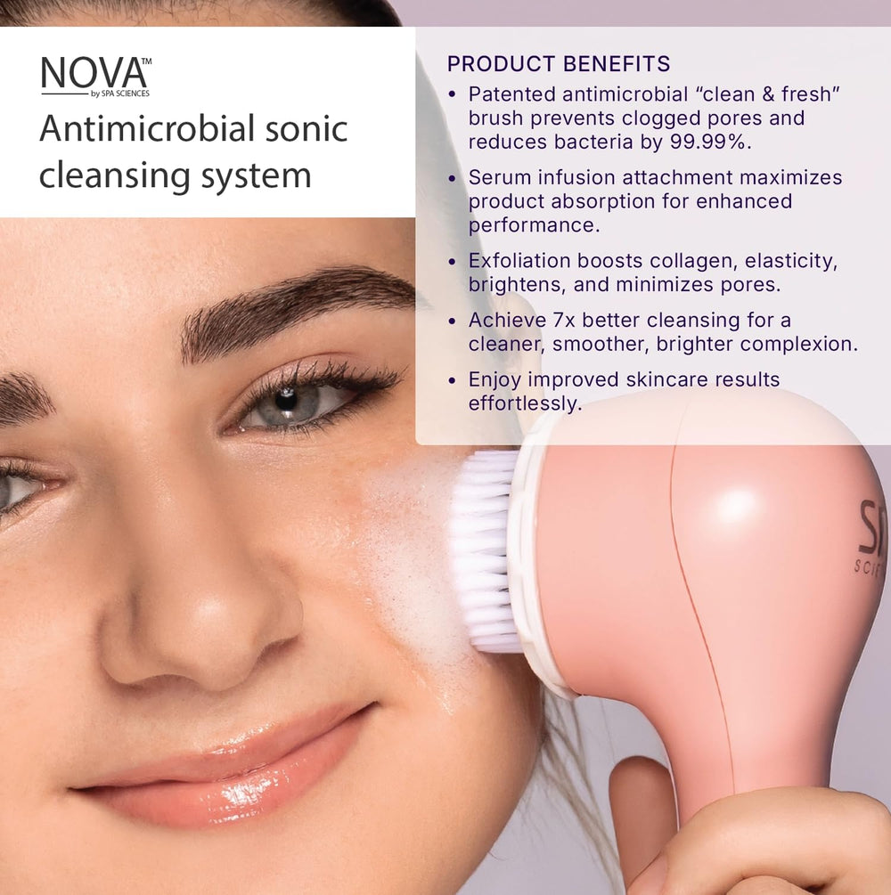 Spa Sciences NOVA placed on wireless charging cradle showing simple USB recharge
