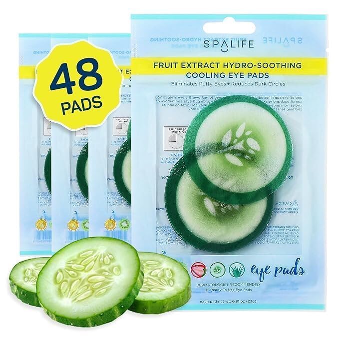 SpaLife front packaging showing cooling cucumber eye pads and benefits
