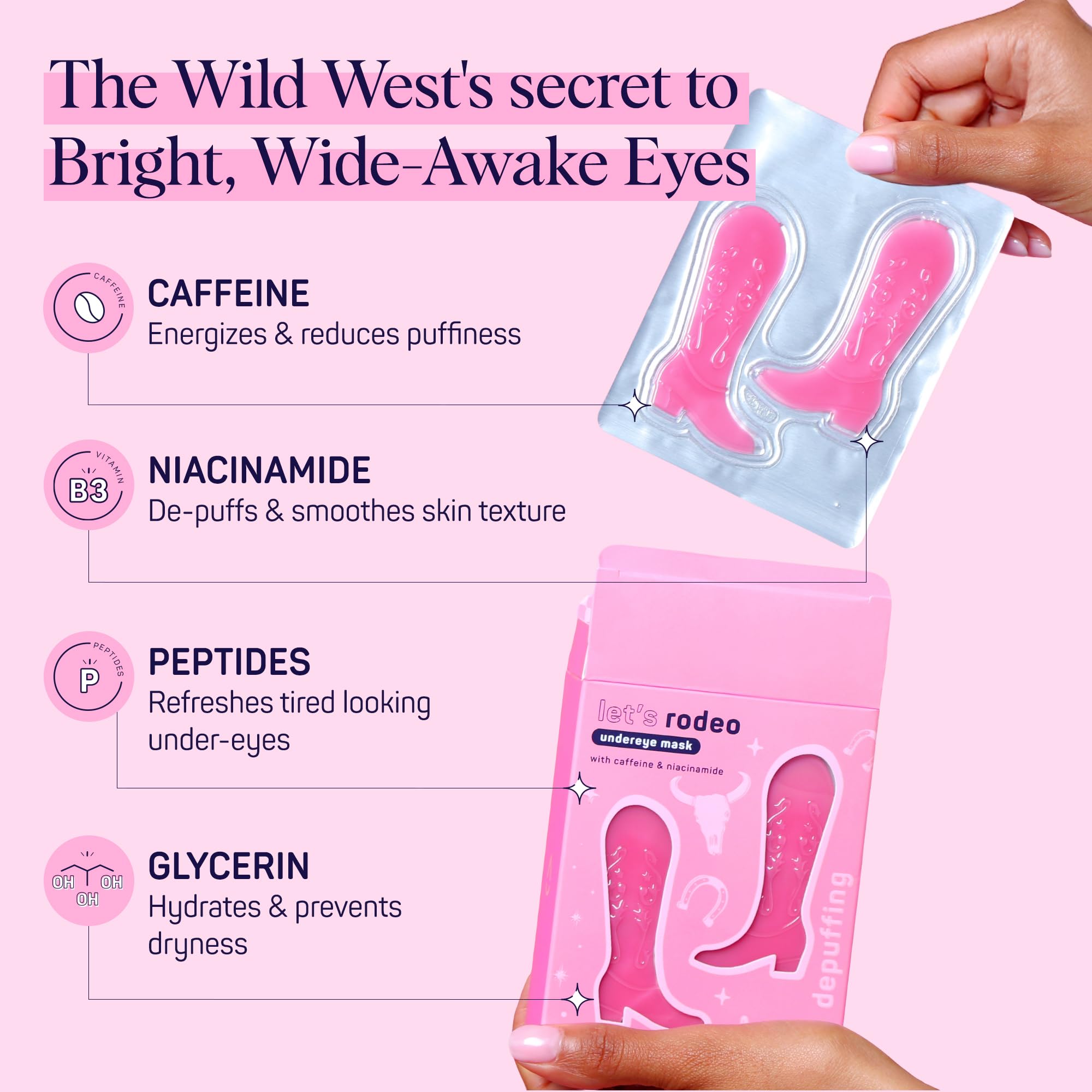 SpaLife patch applied under eye demonstrating immediate de-puffing and comfort